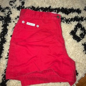 red calvin klein denim shorts